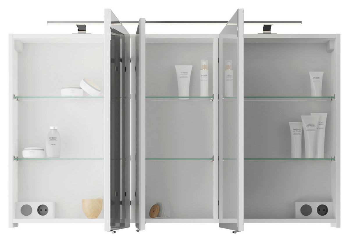SPIEGELSCHRANK 120/70,3/14,5 cm  - Chromfarben/Weiß, KONVENTIONELL, Glas/Holzwerkstoff (120/70,3/14,5cm) - Pelipal