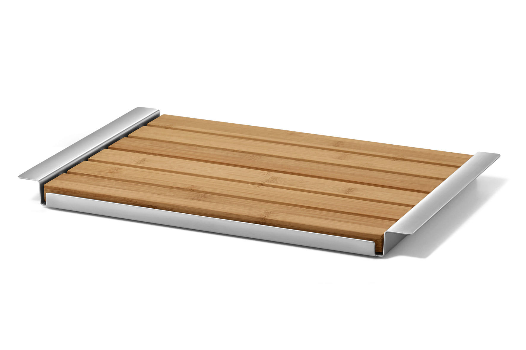 SCHNEIDEBRETT Holz, Metall Bambus Panas  - Edelstahlfarben, Basics, Holz/Metall (38,3/24,6/2,6cm) - Zack
