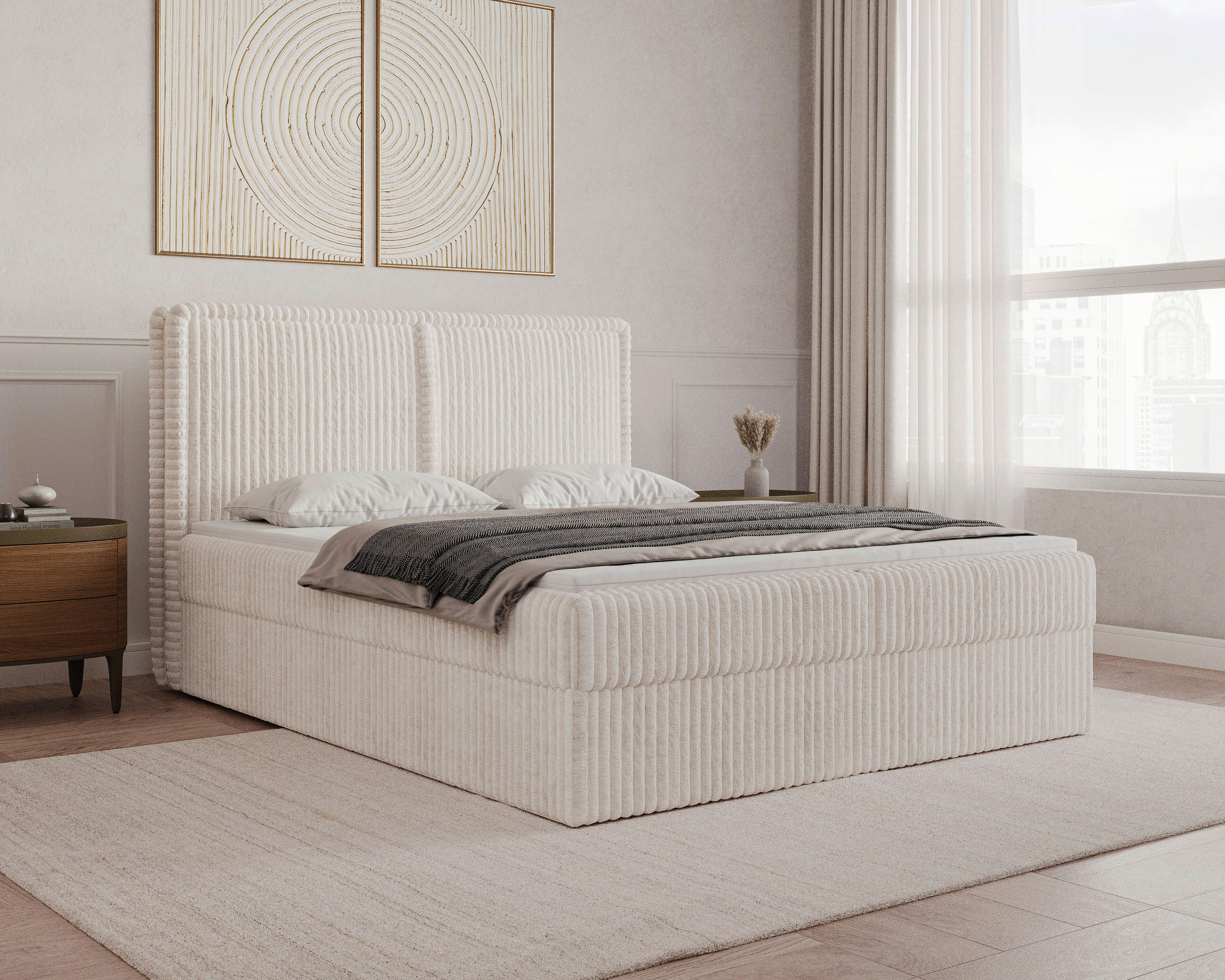 BOXBETT 160/200 cm  in Beige  - Beige/Schwarz, MODERN, Holz/Kunststoff (160/200cm) - Livetastic