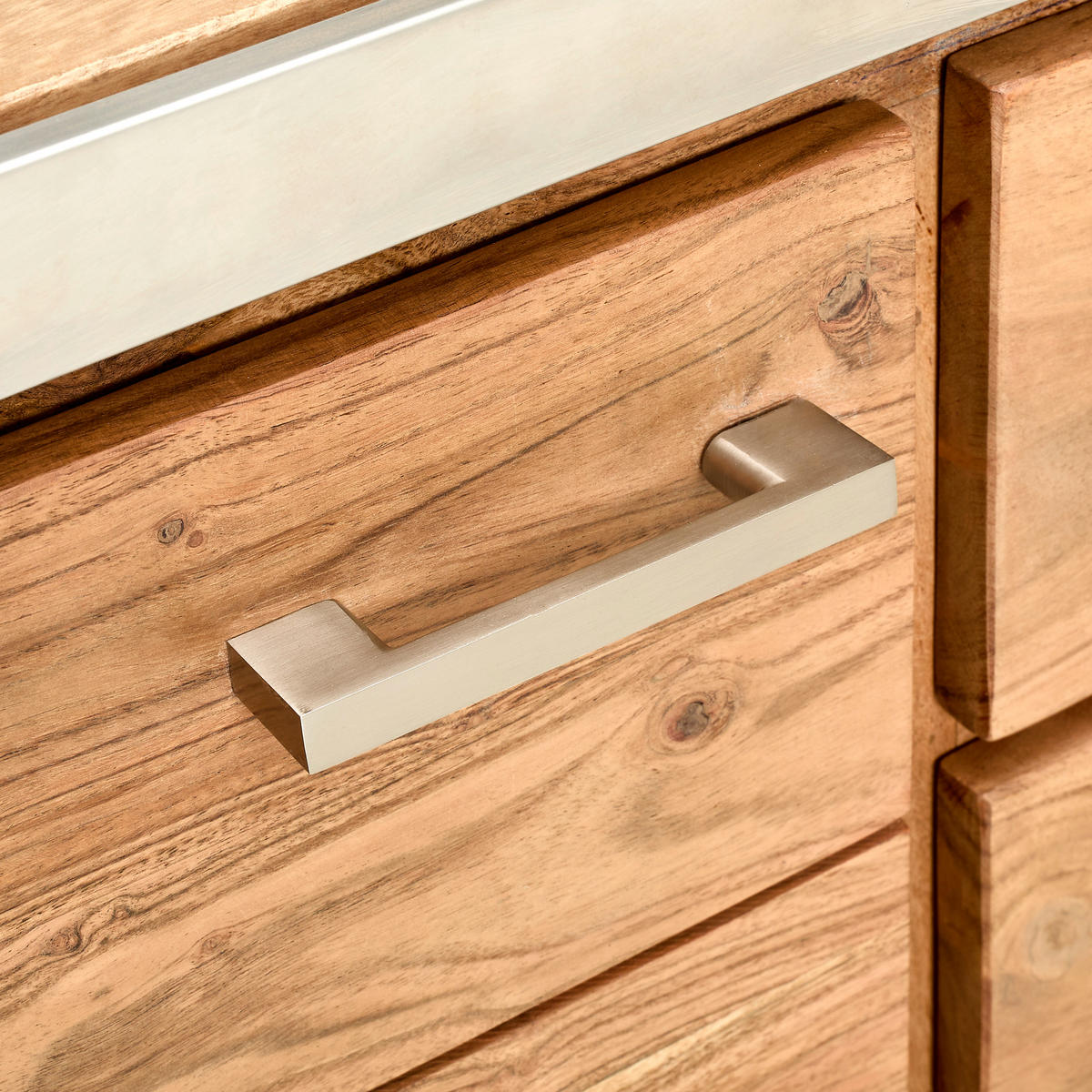 SIDEBOARD  in 175/85/40 cm  - Silberfarben/Akaziefarben, KONVENTIONELL, Holz/Metall (175/85/40cm) - Livetastic