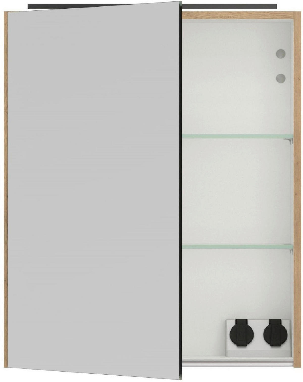 SPIEGELSCHRANK 60/72/21 cm  - Eichefarben/Alufarben, MODERN, Glas/Holzwerkstoff (60/72/21cm) - Nobilia