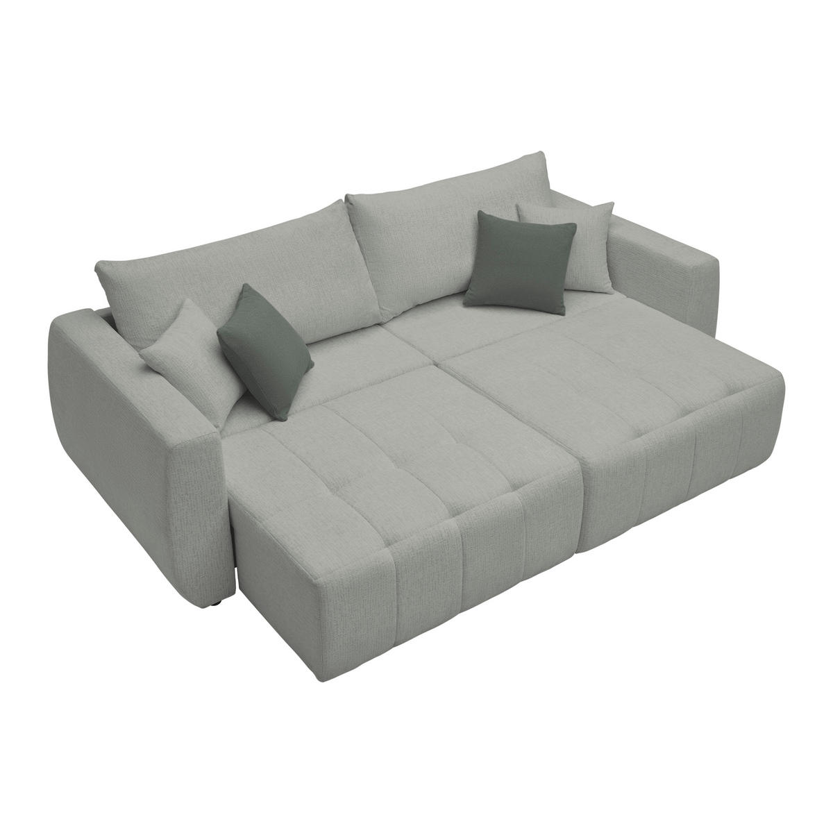 SCHLAFSOFA in Chenille, Jacquard Hellgrau  - Hellgrau/Schwarz, Kunststoff/Textil (245/74-90/104cm) - MID.YOU
