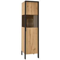 VITRINE Graphitfarben, Eichefarben  38,4/154,1/44,6 cm  - Eichefarben/Graphitfarben, Natur, Glas/Holz (38,4/154,1/44,6cm) - Valdera