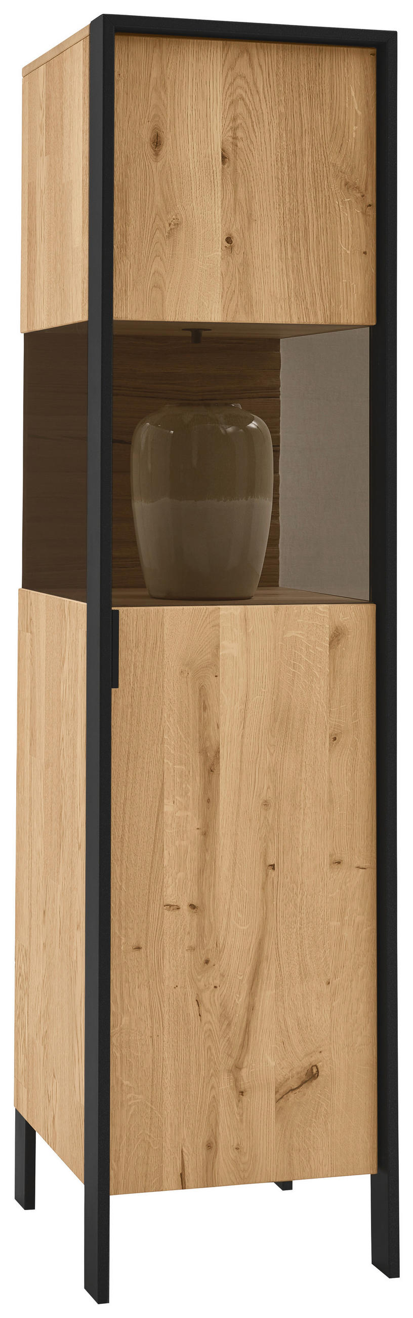 VITRINE Graphitfarben, Eichefarben  38,4/154,1/44,6 cm  - Eichefarben/Graphitfarben, Natur, Glas/Holz (38,4/154,1/44,6cm) - Valdera