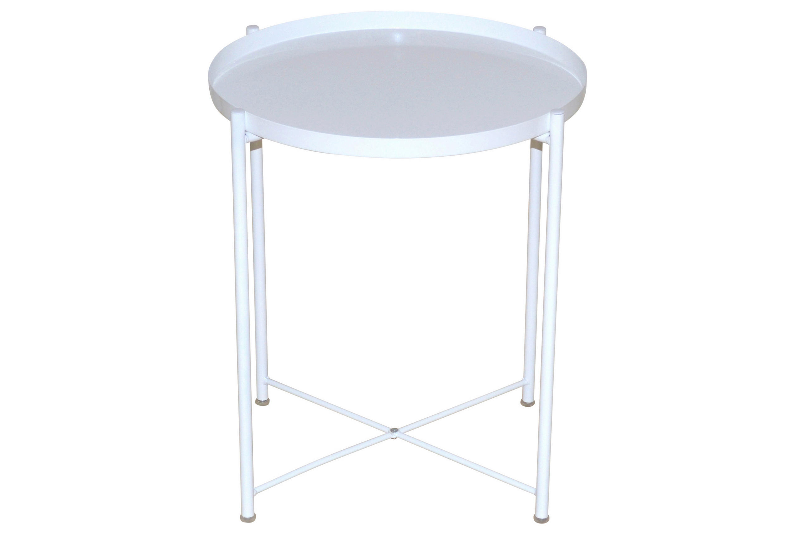 BEISTELLTISCH 47,5/47,5/53 cm Weiß rund  - Weiß, Design, Metall (47,5/47,5/53cm) - MID.YOU