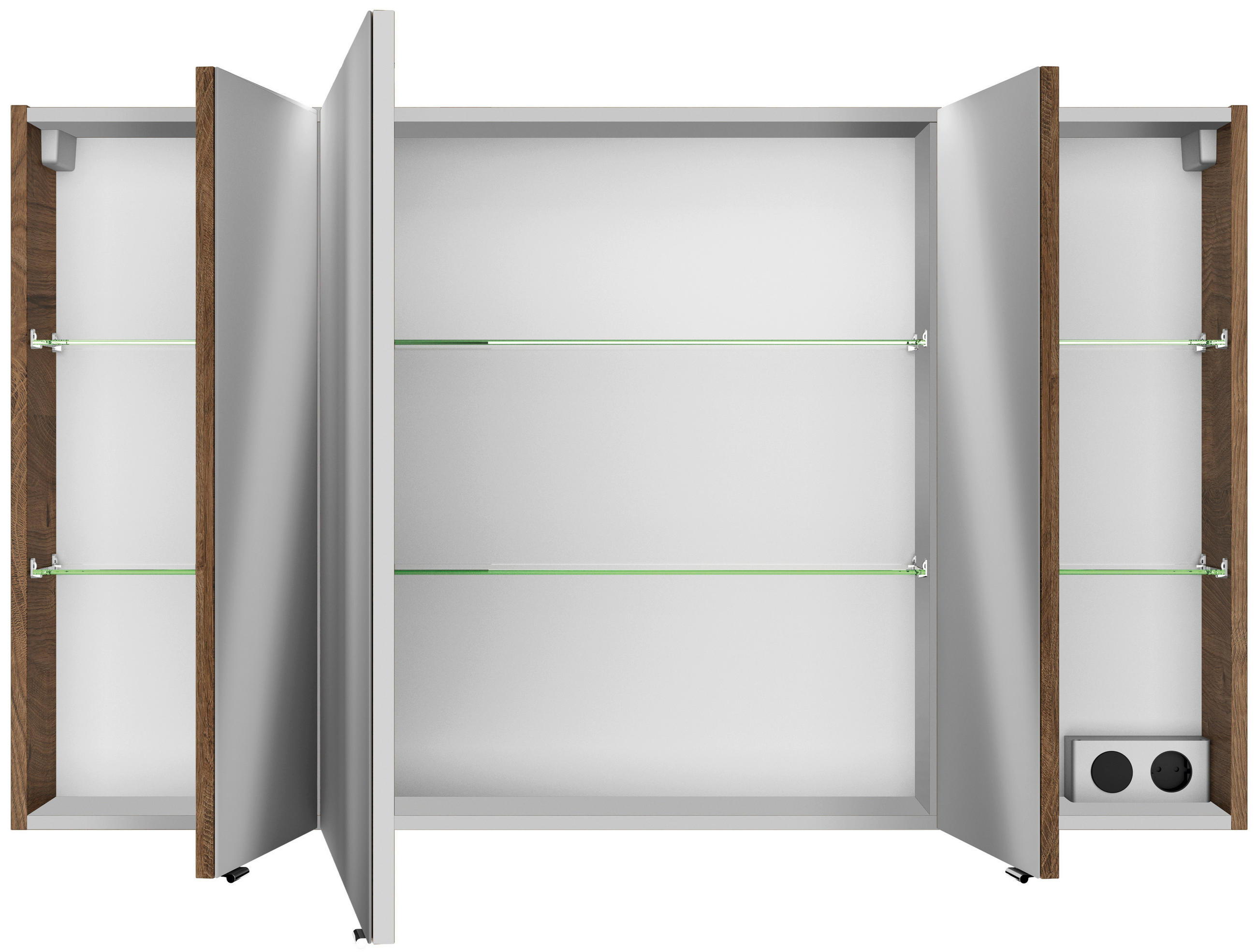 TÜKRÖS SZEKRÉNY 120/70,3/17 cm  - króm/tölgyfa, Basics, faalapú anyag/Üveg (120/70,3/17cm) - Sadena