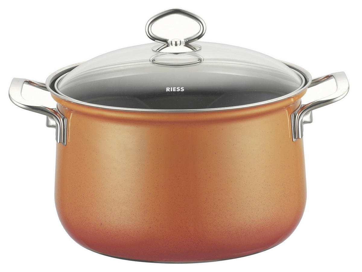 KOCHTOPFSET 7-teilig  - Orange, Basics, Glas/Metall (48,5/28,5/24cm) - Riess