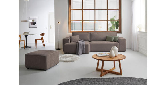 ECKSOFA in Plüsch Graubraun  - Graubraun/Blaugrau, Design, Kunststoff/Textil (152/288cm) - Xora