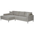 ECKSOFA in Cord Hellgrau  173/276 cm  - Hellgrau/Schwarz, KONVENTIONELL, Textil/Metall (173/276cm) - Carryhome