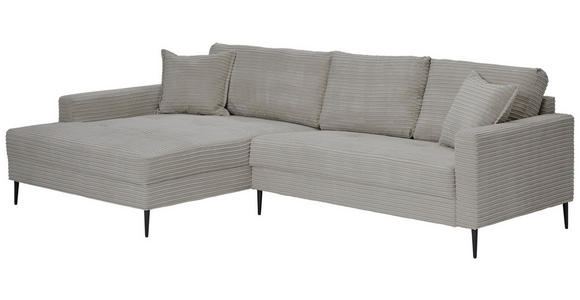 ECKSOFA in Cord Hellgrau  173/276 cm  - Hellgrau/Schwarz, KONVENTIONELL, Textil/Metall (173/276cm) - Carryhome
