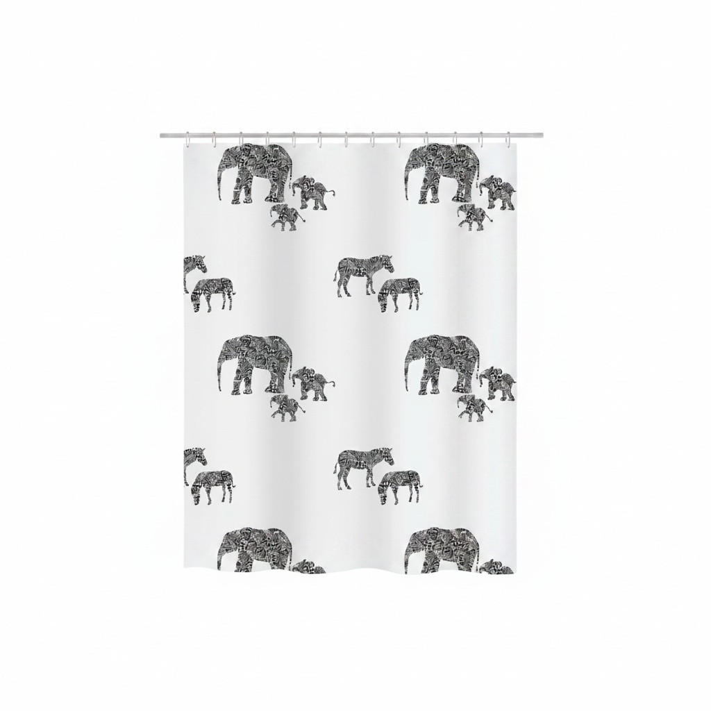 DUSCHVORHANG SERENGETI 180/200 cm  - Schwarz, Basics, Textil (180/200cm) - Spirella