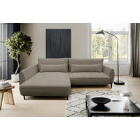 ECKSOFA Beige Bouclé  - Beige/Schwarz, Design, Textil/Metall (204/273cm) - MID.YOU