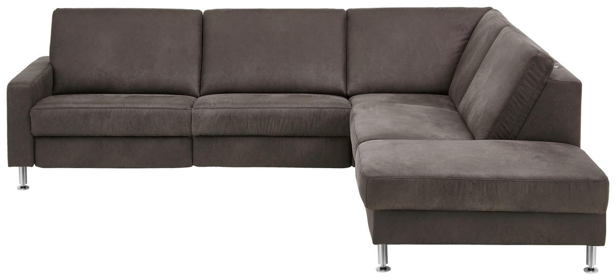 ECKSOFA Anthrazit Mikrofaser  - Anthrazit/Alufarben, Design, Textil/Metall (275/242cm) - Dieter Knoll