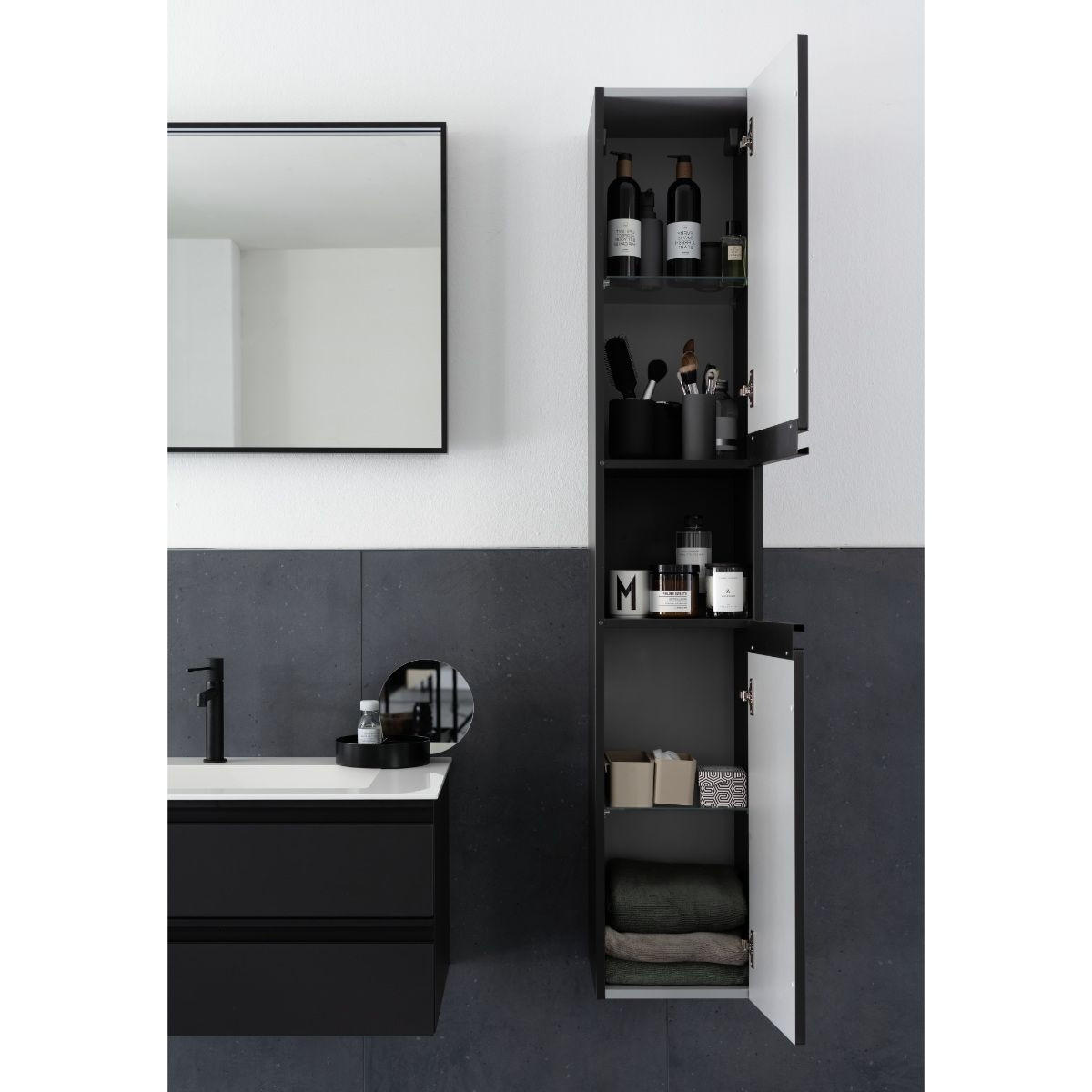 HOCHSCHRANK 30/163/30 cm  - Anthrazit/Schwarz, Design, Glas/Holzwerkstoff (30/163/30cm) - Schöner Wohnen