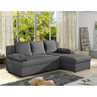 ECKSOFA  Dunkelgrau Webstoff  - Dunkelgrau/Schwarz, Design, Kunststoff/Textil (201/143cm) - MID.YOU