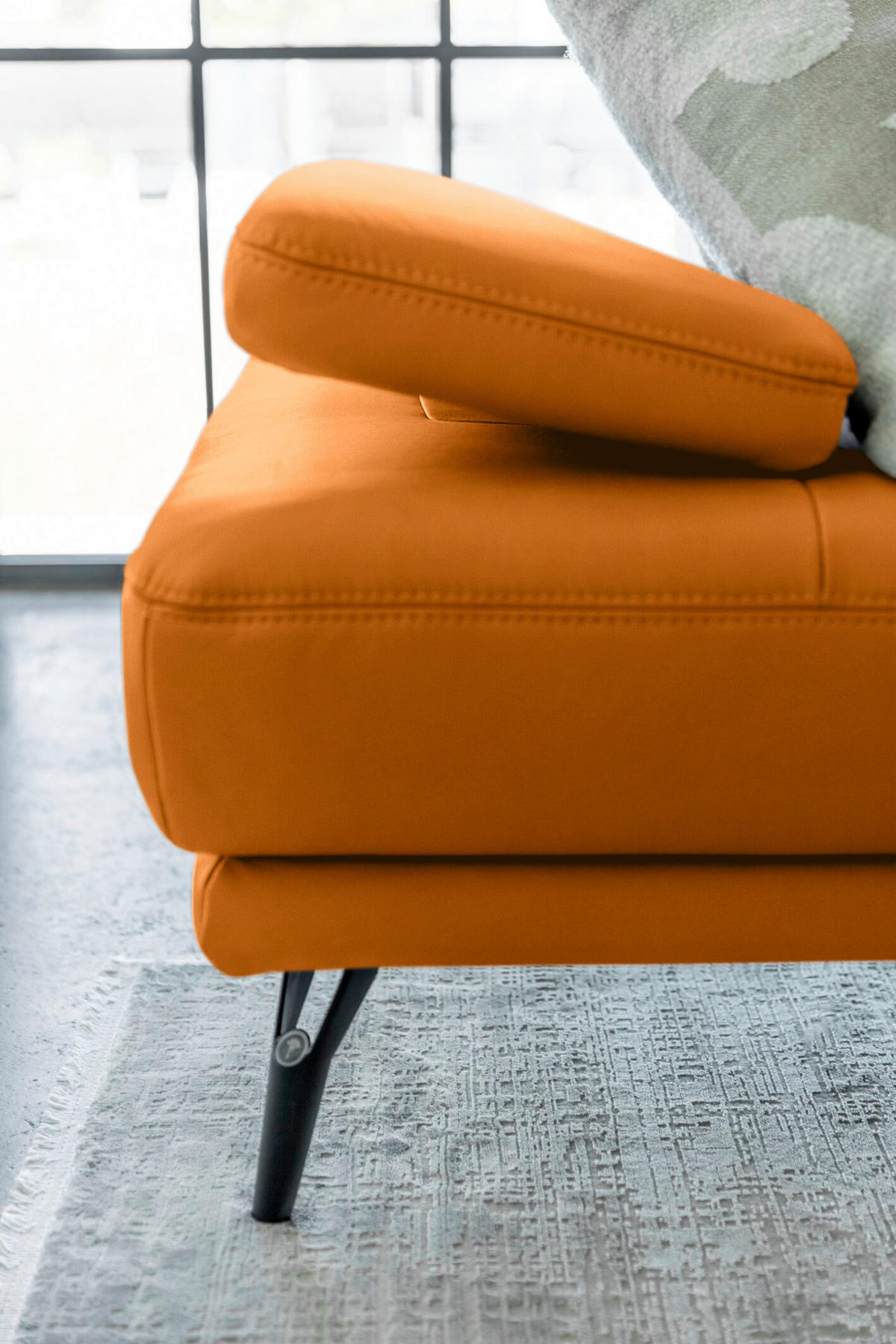ECKSOFA Echtleder Currygelb  - Currygelb/Schwarz, Konventionell, Leder/Metall (180/301cm) - Joop!