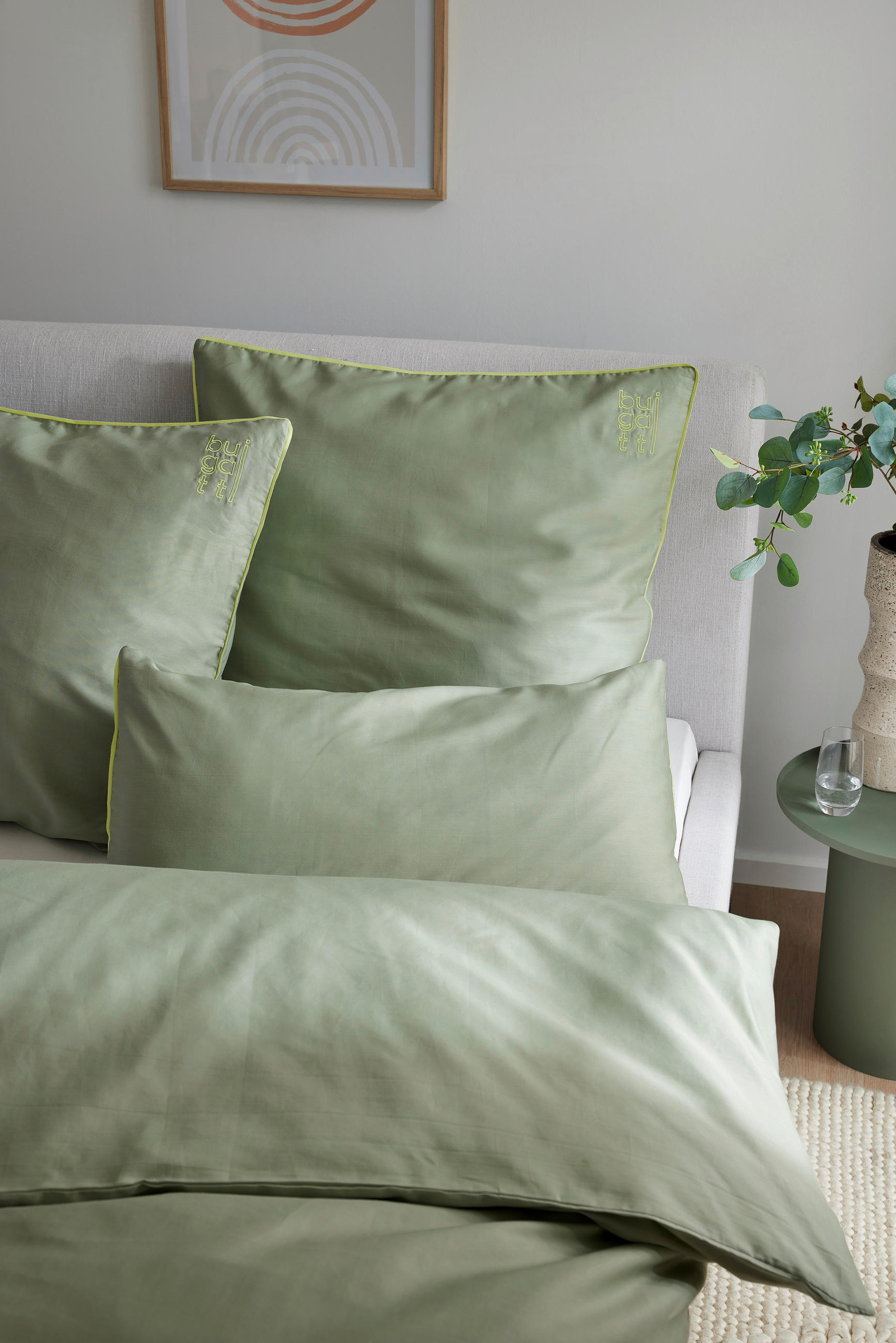 BETTWÄSCHE Makosatin 155/220 cm  - Salbeigrün, Basics, Textil (155/220cm) - Bugatti