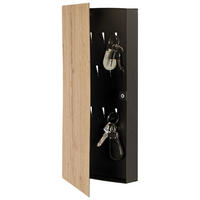 SCHLÜSSELKASTEN Schwarz, Eichefarben  - Eichefarben/Schwarz, Basics, Metall (20/40/4cm)
