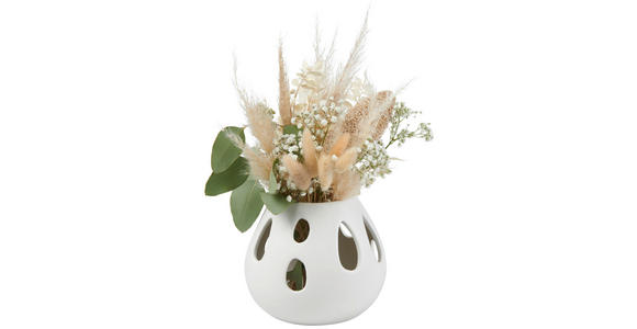 VASE 12.5 cm  - Weiß, Natur, Keramik (15/12,5cm) - Ambia Home