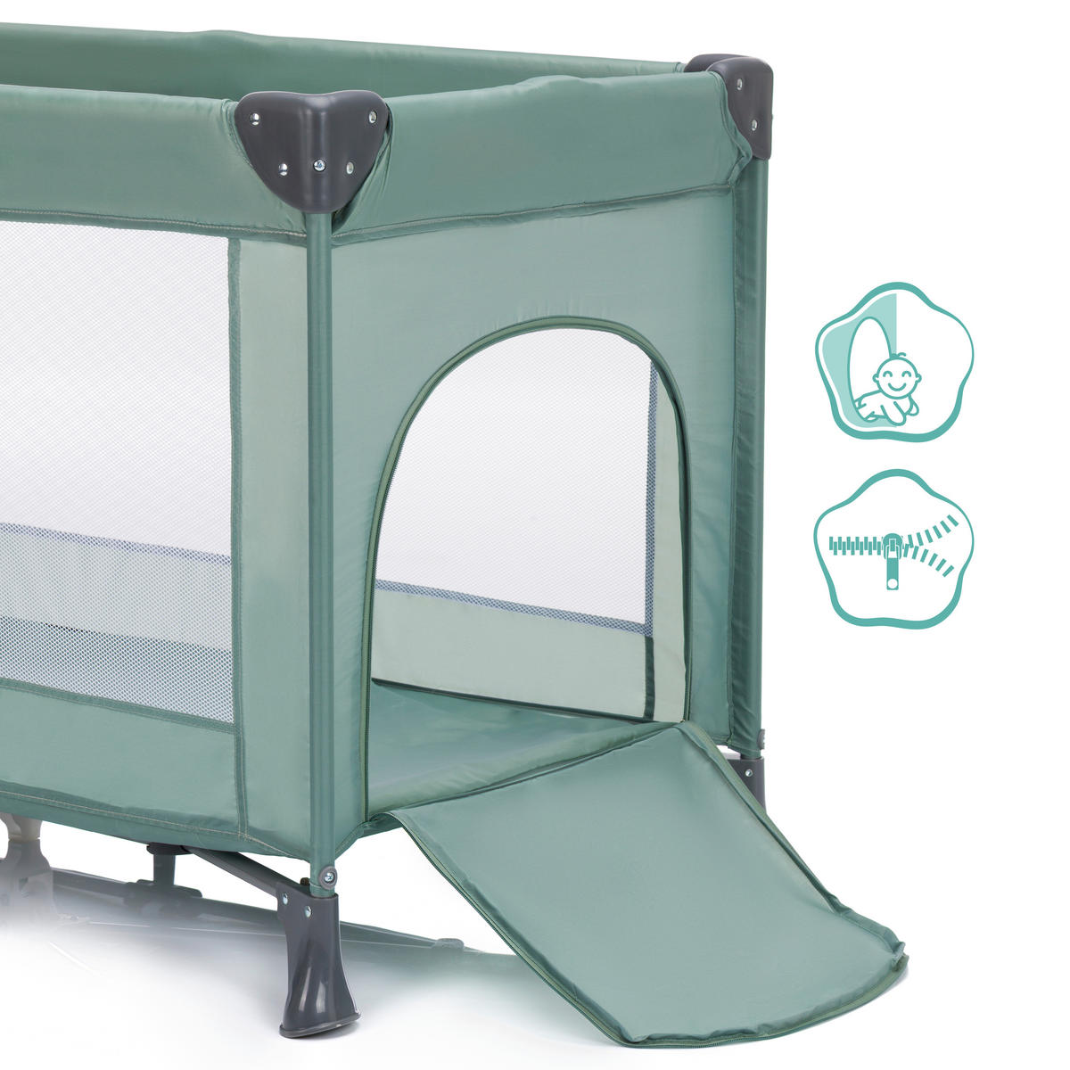 REISEBETT Türkis  - Türkis, Basics, Textil/Metall (120/60/76cm) - Fillikid