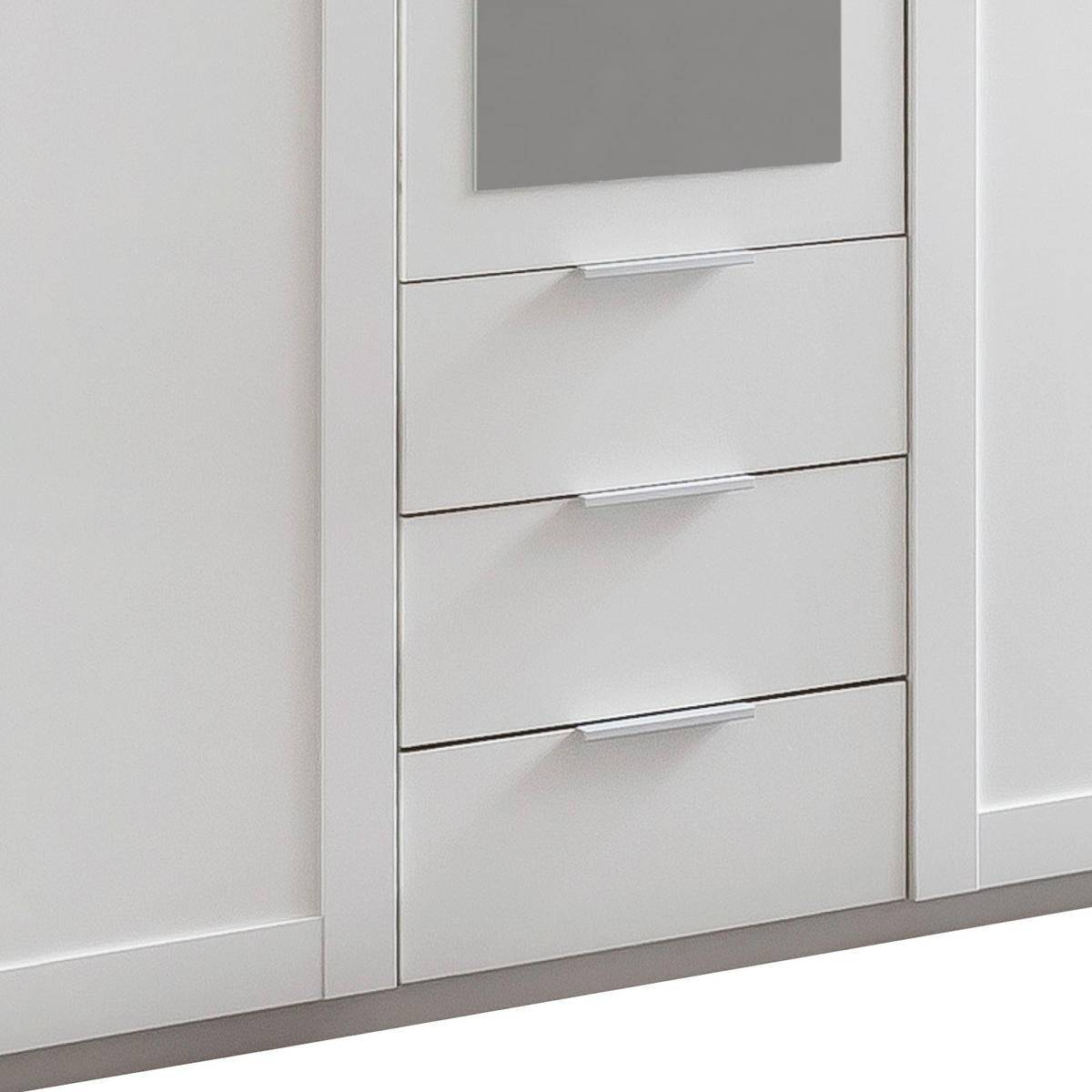 DREHTÜRENSCHRANK 135/211/59 cm 3-türig Weiß  - Silberfarben/Weiß, KONVENTIONELL, Glas/Holzwerkstoff (135/211/59cm) - MID.YOU