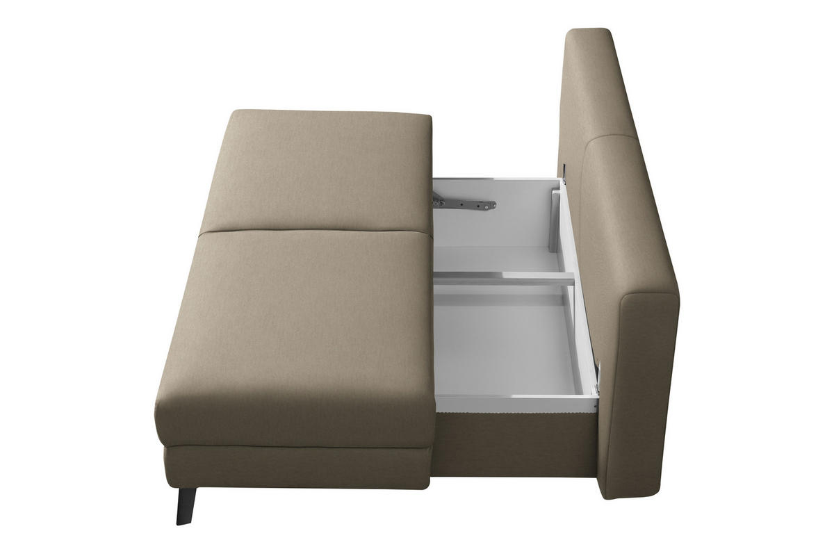 SCHLAFSOFA  in Flachgewebe Cappuccino  - Schwarz/Cappuccino, MODERN, Textil/Metall (194/91/90cm) - Novel