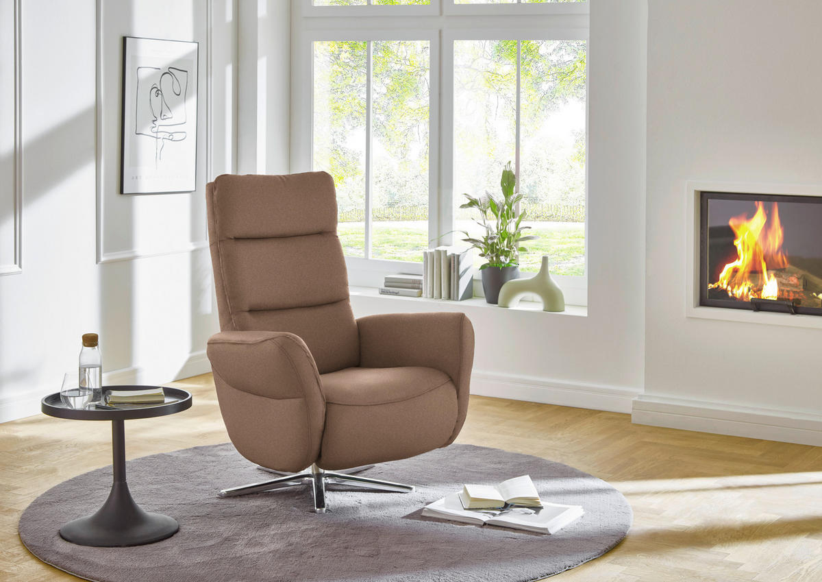 RELAXSESSEL Textil Sandfarben  - Sandfarben/Chromfarben, Design, Textil/Metall (78/113/83cm) - Beldomo Speed