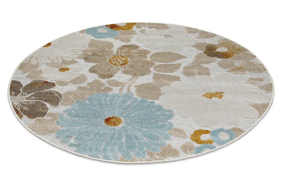 OUTDOORTEPPICH 160 cm Beach Flower Hellblau, Beige, Currygelb  - Currygelb/Beige, KONVENTIONELL, Textil (160cm) - WECON HOME