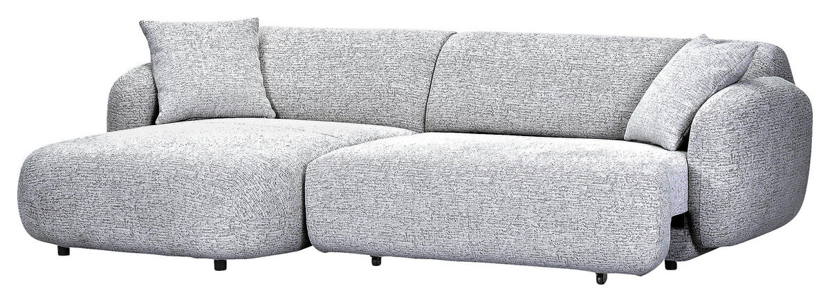ECKSOFA Schwarz, Weiß Flachgewebe Zierkissen, Rücken echt, Sitztiefenverstellung  - Schwarz/Weiß, MODERN, Kunststoff/Textil (162/275cm) - Carryhome