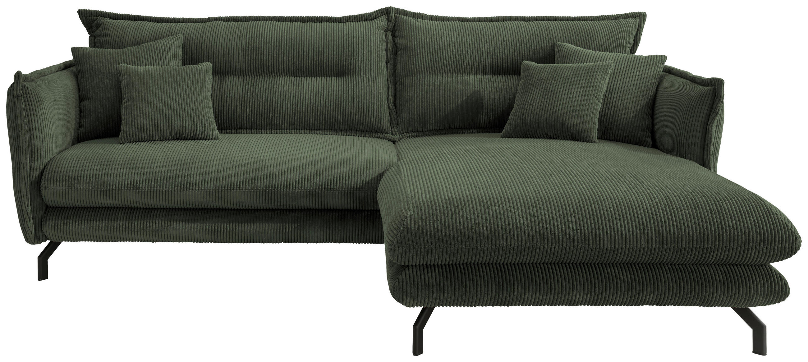 ECKSOFA Grün Cord  - Schwarz/Grün, MODERN, Textil/Metall (255/180cm) - Livetastic