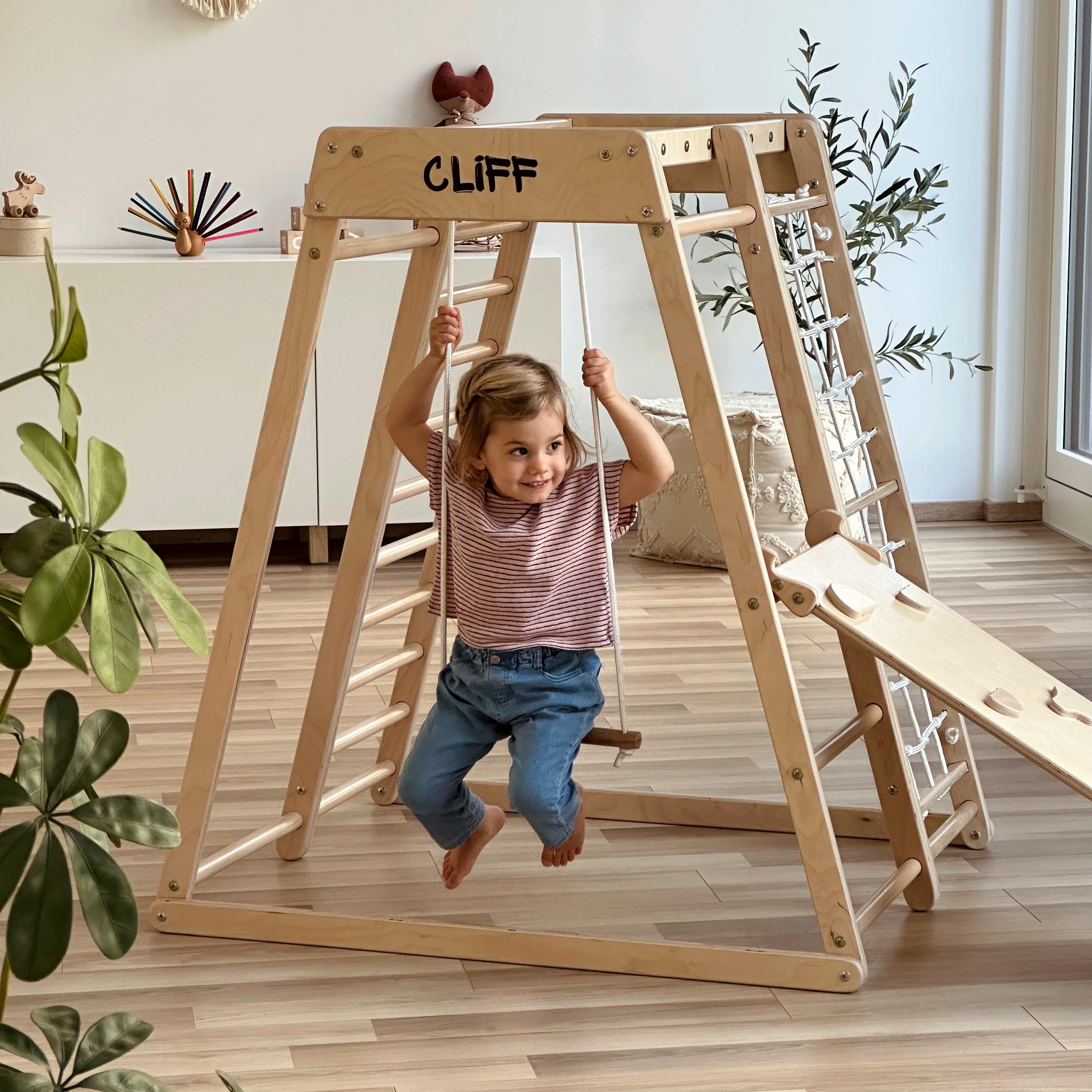 KLETTERGERÜST - Birkefarben, Basics, Holz (84/105/113cm) - KIDWOOD
