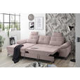 ECKSOFA Rosa Mikrovelours  - Chromfarben/Schwarz, KONVENTIONELL, Kunststoff/Textil (170/270cm) - Carryhome