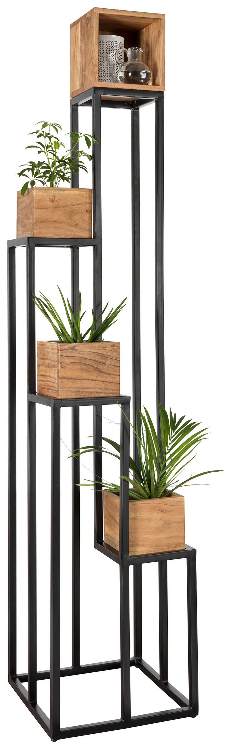 STOJAN NA KVĚTINY, akácie, černá, barvy akácie - černá/barvy akácie, Trend, kov/dřevo (40/184/40cm) - Ambia Home