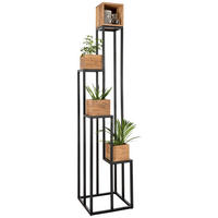 STOJAN NA KVĚTINY, akácie, černá, barvy akácie - černá/barvy akácie, Trend, kov/dřevo (40/184/40cm) - Ambia Home