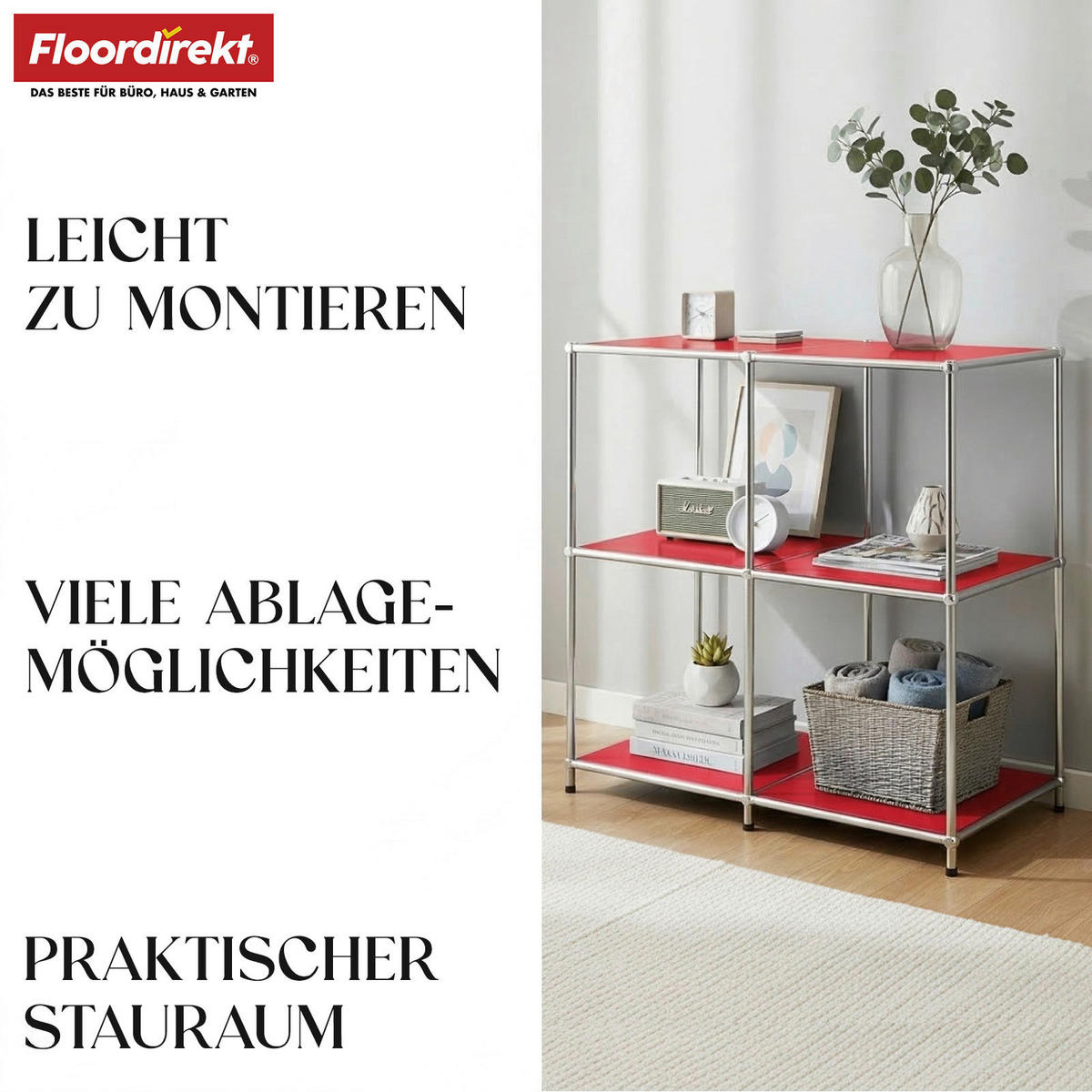 SIDEBOARD Concept Epure MK-027 78/82/40 cm  - Rot, Basics, Metall (78/82/40cm) - Floordirekt