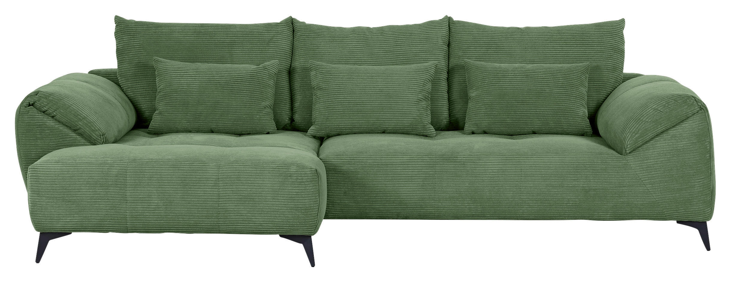 ECKSOFA in Cord Olivgrün  - Schwarz/Olivgrün, Konventionell, Textil/Metall (176/311cm) - Carryhome