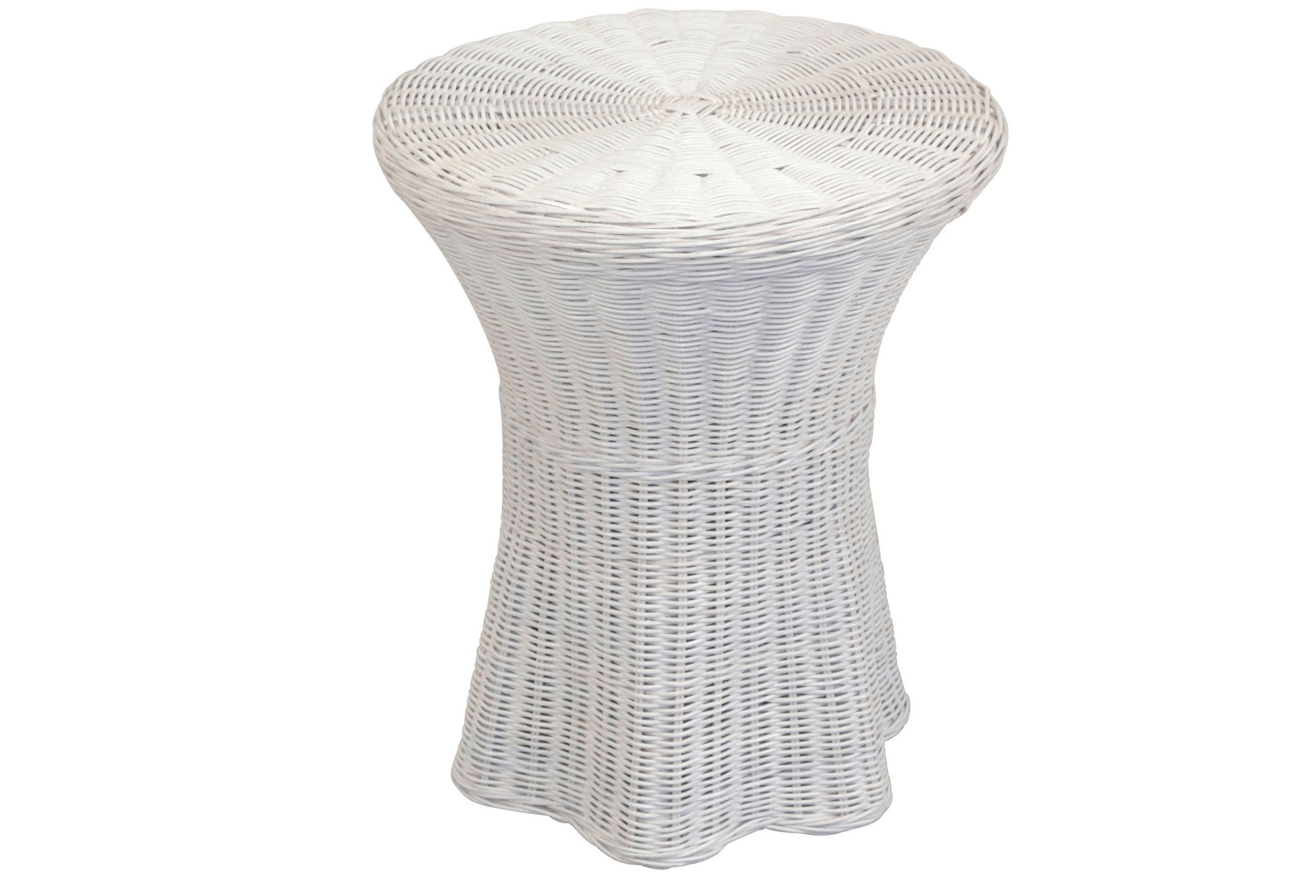 BEISTELLTISCH 44/44/51 cm Rattan massiv Weiß rund  - Weiß, Natur, Holz (44/44/51cm) - MID.YOU