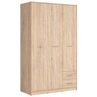 DREHTÜRENSCHRANK 118,5/197/54,5 cm,  in Sonoma Eiche, 3 Tür(en)  - Silberfarben/Sonoma Eiche, MODERN, Holzwerkstoff/Kunststoff (118,5/197/54,5cm) - Livetastic