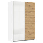 SCHWEBETÜRENSCHRANK  in Weiß, Eiche Artisan  - Alufarben/Weiß, KONVENTIONELL, Holzwerkstoff/Metall (136/210/62cm) - Xora