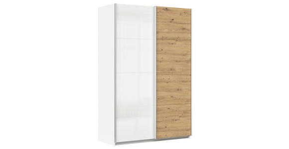 SCHWEBETÜRENSCHRANK  in Weiß, Eiche Artisan  - Alufarben/Weiß, KONVENTIONELL, Holzwerkstoff/Metall (181/229/62cm) - Xora