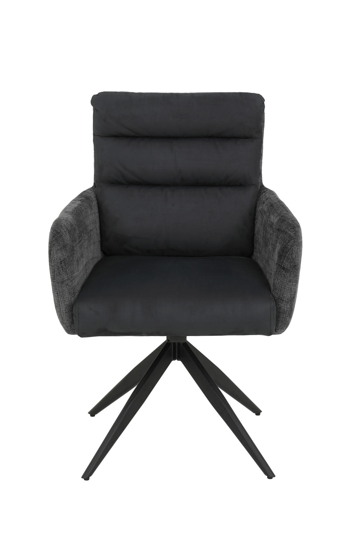 ARMLEHNSTUHL-SET 2 Stück Sitzfläche 180° drehbar Webstoff, Mikrofaser  - Anthrazit/Schwarz, MODERN, Textil/Metall (63/92/69cm) - MID.YOU