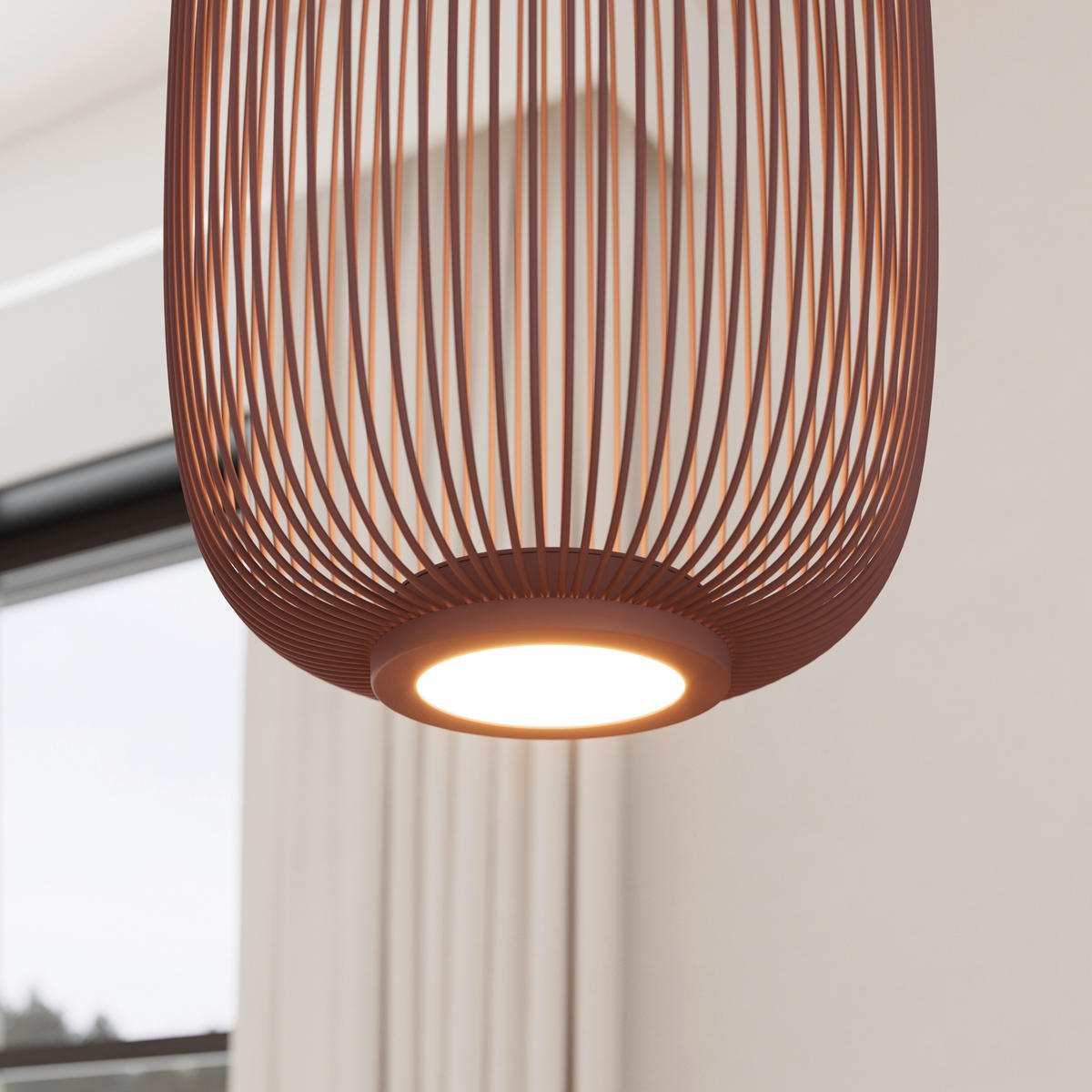 LED-HÄNGELEUCHTE Cage 22,5/50-150 cm  - Braun, Design, Kunststoff/Metall (22,5/50-150cm) - Dieter Knoll