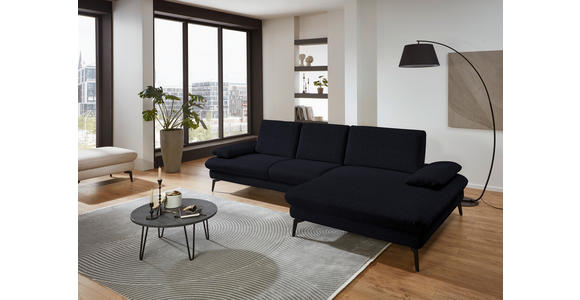 ECKSOFA in Chenille, Mikrofaser Schwarz  - Schwarz, Design, Textil/Metall (299/157cm) - Dieter Knoll