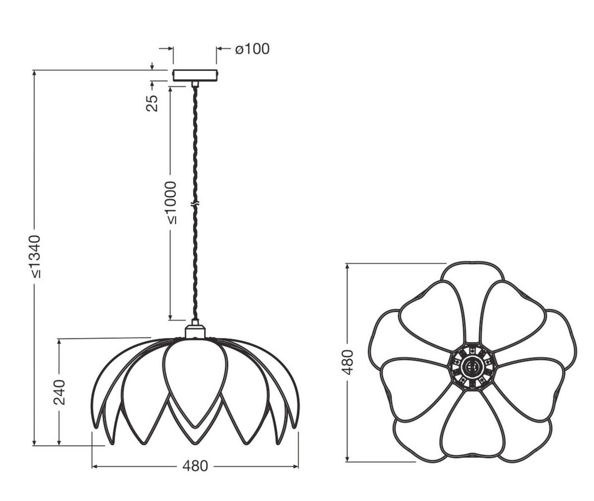 HÄNGELEUCHTE 48/134 cm  - Beige, Basics, Holz/Metall (48/134cm) - Osram