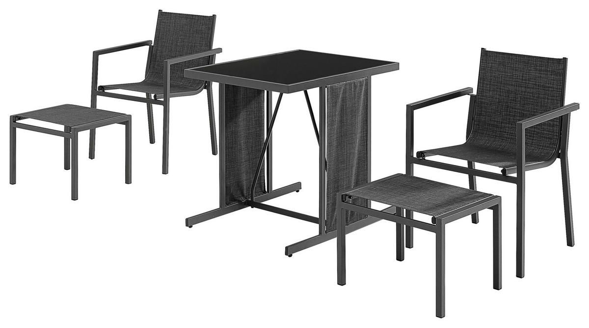 BAŠTENSKI SET 5 delova  - siva/crna, Moderno, staklo/metal - Ambia Garden