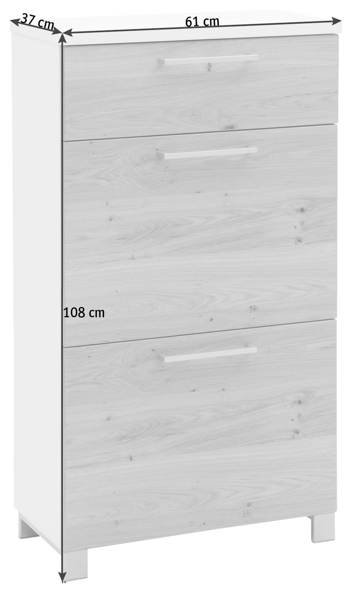 OMARA Z LOPUTAMI ZA ČEVLJE furnirano bela, barve hrasta - barve kroma/barve hrasta, Design, kovina/leseni material (61/108/31cm) - Dieter Knoll