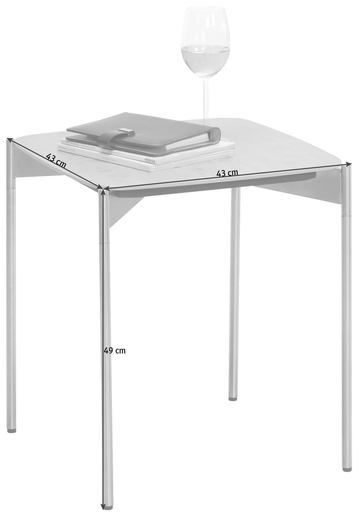 BEISTELLTISCH in Metall, Keramik 43/43/49 cm  - Edelstahlfarben/Grau, Design, Keramik/Metall (43/43/49cm) - Venjakob