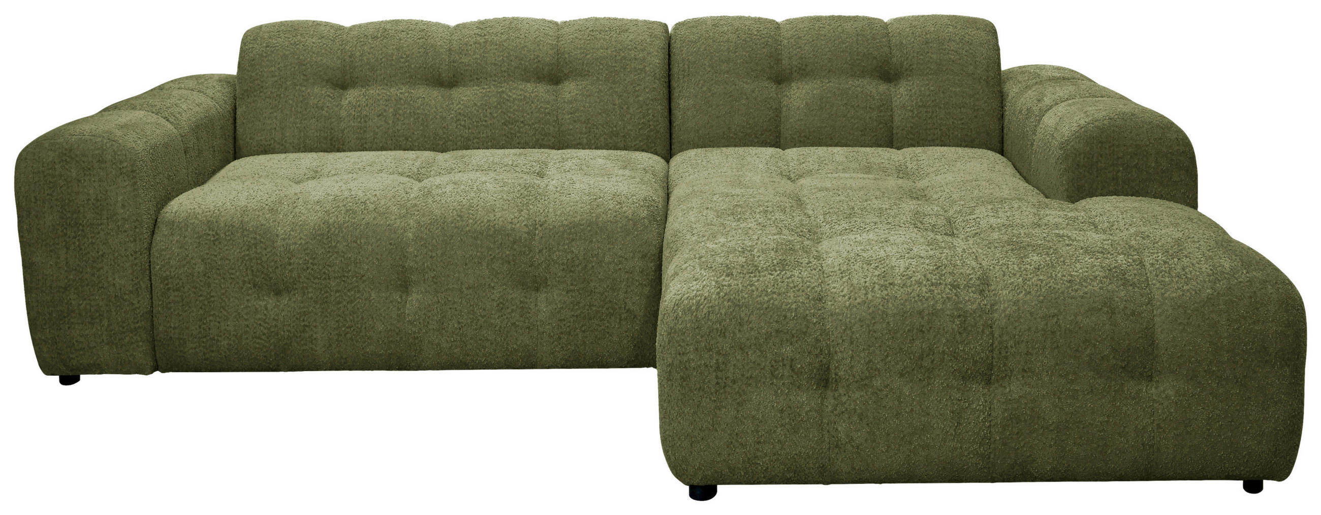 ECKSOFA RUNO Grün Bouclé  - Schwarz/Grün, Design, Kunststoff/Textil (270/175cm) - MID.YOU