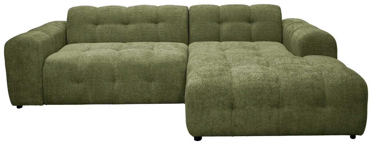 ECKSOFA RUNO Grün Bouclé  - Schwarz/Grün, Design, Kunststoff/Textil (270/175cm) - MID.YOU