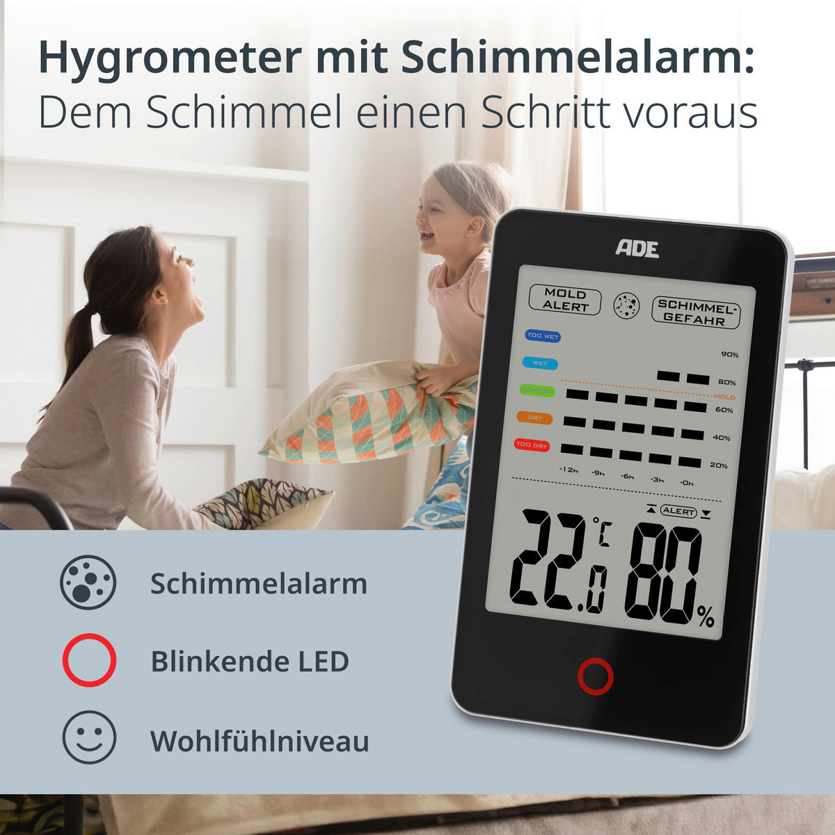 FUNKWETTERSTATION Schwarz  - Schwarz, Basics, Kunststoff (13,7/8,2/2,2cm)